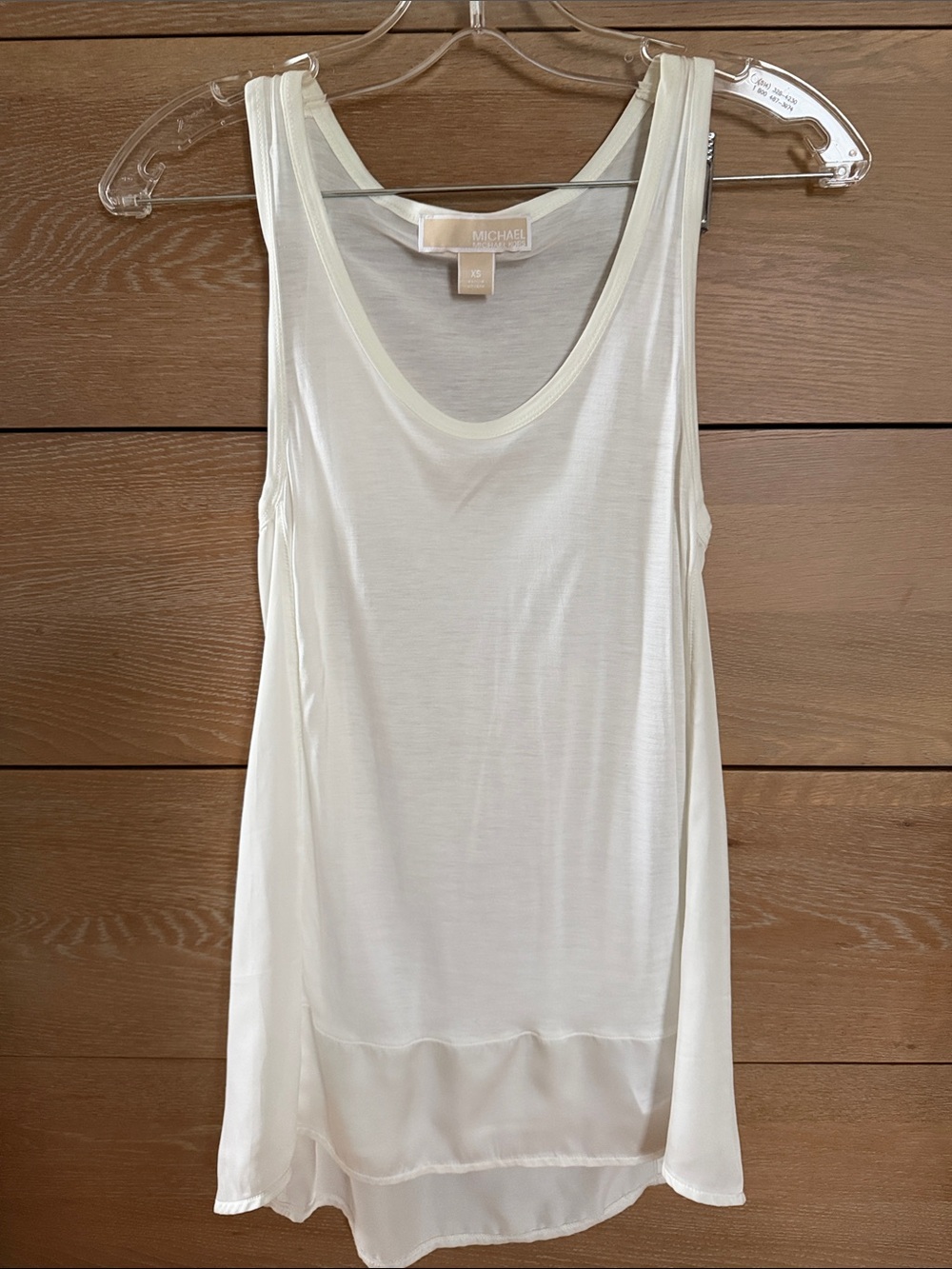 NWOT Michael Kors Collection Cream Layered Hem Sleeveless Scoop Tank